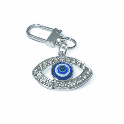 Evil Eye Silvertone Keychain